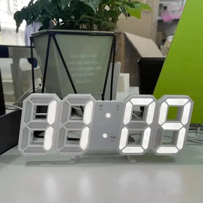 3D LED Digital Wall Clock – Luminous Multifunctional USB Plug-In Electronic Clock for Home Decoration