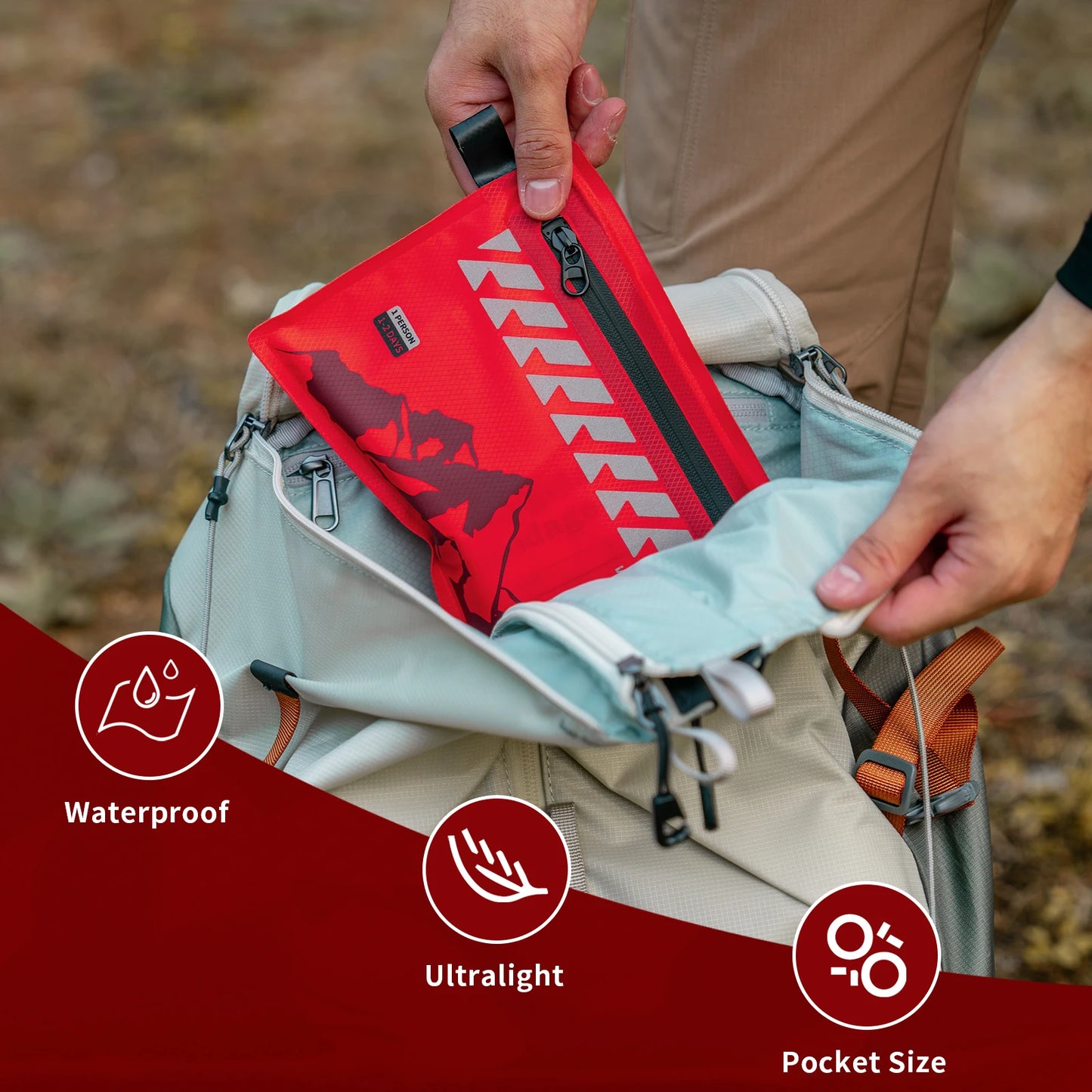 Rhino Rescue Small First Aid Kit - Ultralight Waterproof Medical Kit for Hiking, Backpacking, Cycling & Travel