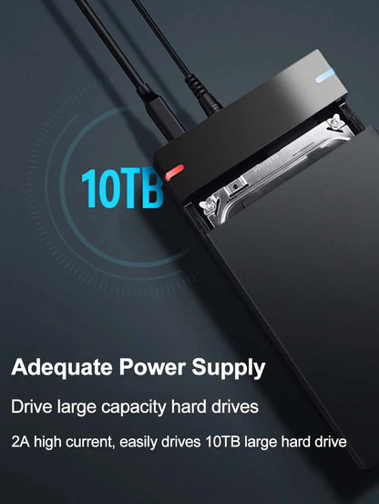 3.5 Inch USB 3.0 to SATA External Hard Drive Enclosure Case for SSD/HDD up to 10TB – PC & Laptop Compatible