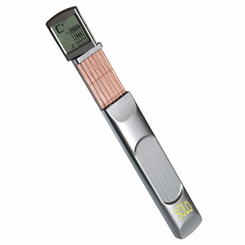 Pocket Guitar Chord Practice Tool - Portable Neck Trainer with Rotatable Chords Chart Screen for Beginners