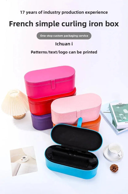 Dyson Hairdryer & Curling Iron PU Leather Storage Box – Round Circular Household Appliance Container
