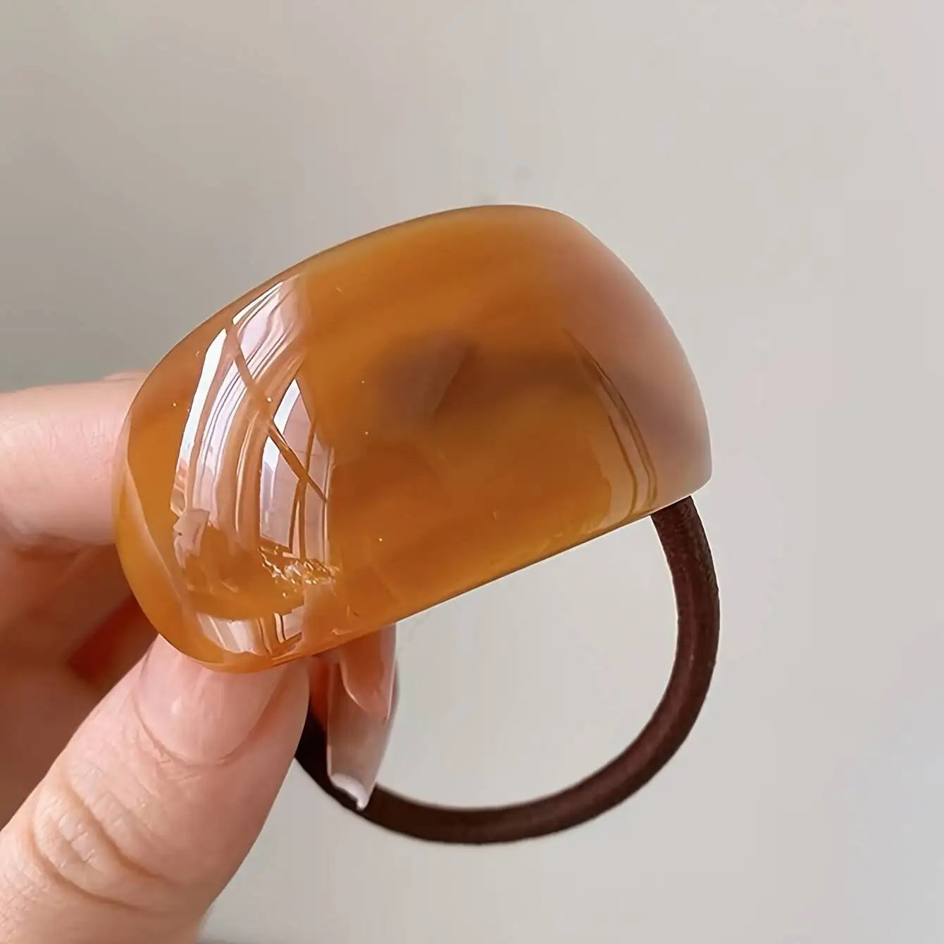 Marble Acetate Hair Tie - Chic Elastic Ponytail Holder for Women and Girls