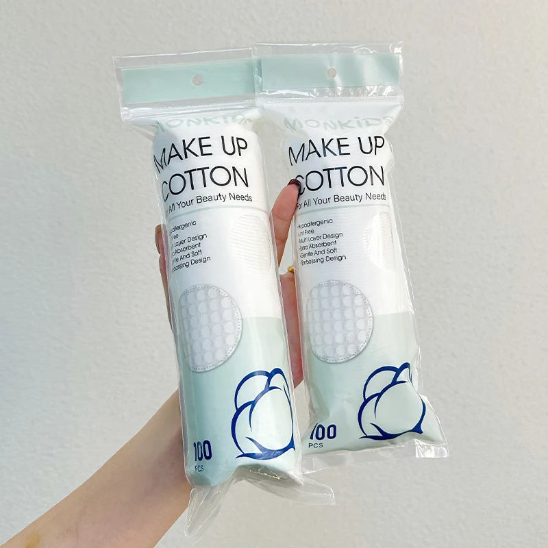 Soft Breathable Cotton Pads - 100/200pcs Double-Sided Facial Cleansing & Makeup Removal Pads