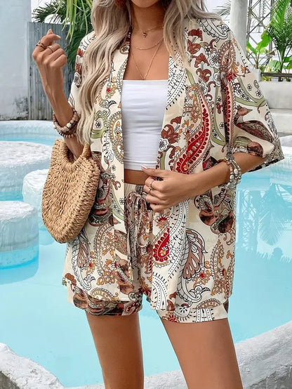2025 Women’s Casual Printed Short Pants Set – Loose Summer Two-Piece Outfit for Women