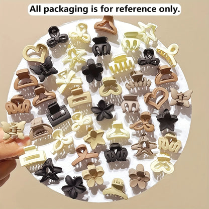 Beige Mini Hair Clips - Cute Mixed Pack for Girls, Daily Wear & Travel