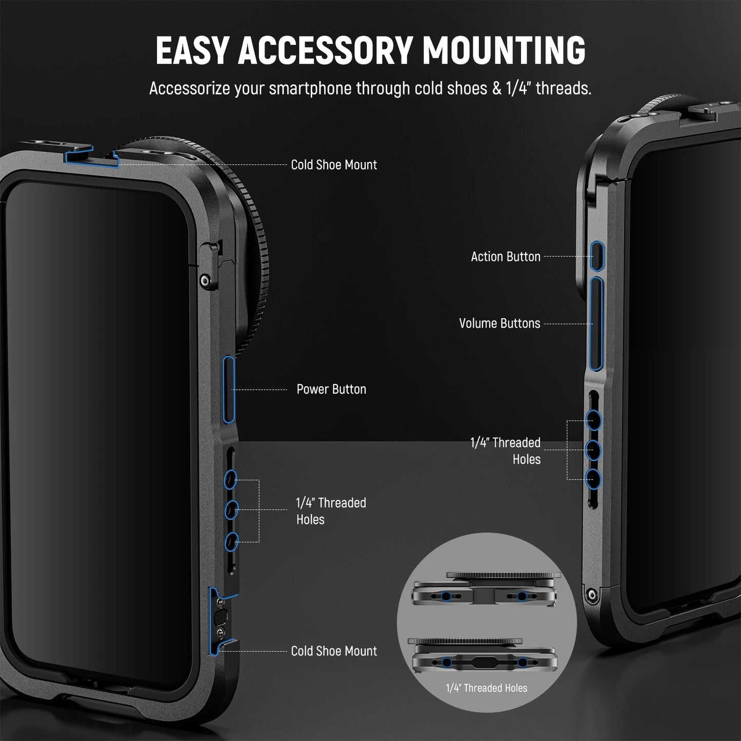 NEEWER Phone Cage Video Rig — Dual Handles Stabilizer for iPhone 15 Pro / Pro Max | Smartphone Video Recording Rig