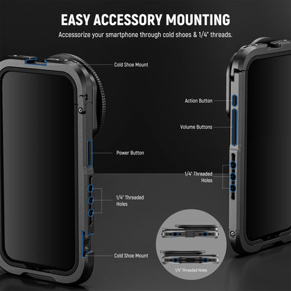 NEEWER Phone Cage Video Rig — Dual Handles Stabilizer for iPhone 15 Pro / Pro Max | Smartphone Video Recording Rig