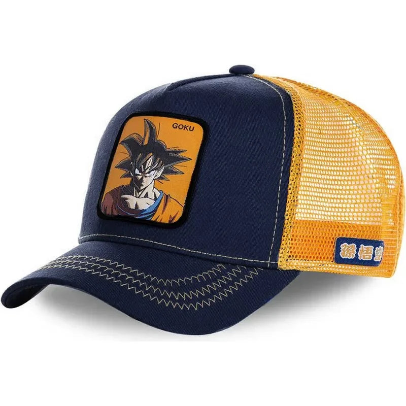 Dragon Ball Son Goku Cap - Embroidered Hip Hop Trucker Mesh Hat Adjustable Summer Travel Sun Visor for Men