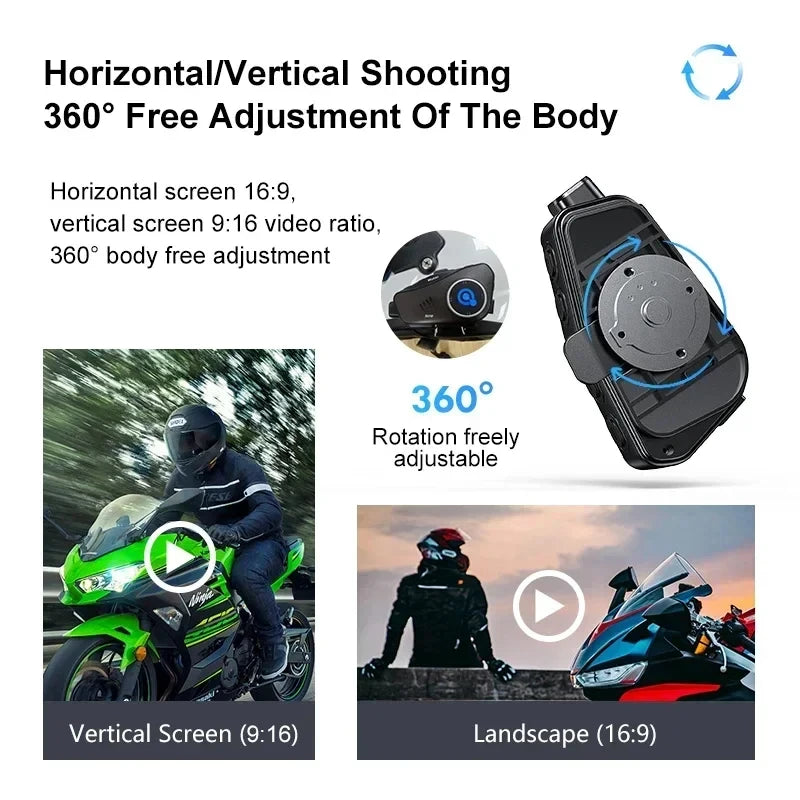 Motorcycle Bluetooth Helmet Headset BT5.3 - HD 1080P Driving Recorder, Wireless Camera & Call Headset with Hard Disk Video Recorder
