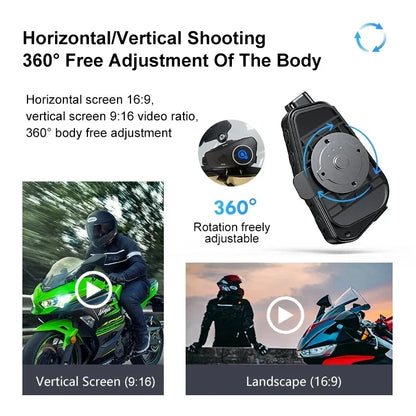 Motorcycle Bluetooth Helmet Headset BT5.3 - HD 1080P Driving Recorder, Wireless Camera & Call Headset with Hard Disk Video Recorder