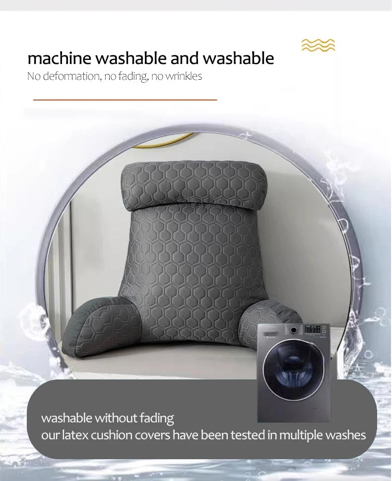 Triangle Reading Pillow – Cooling Latex Wedge Cushion, Removable & Washable Backrest for Sofa & Bed