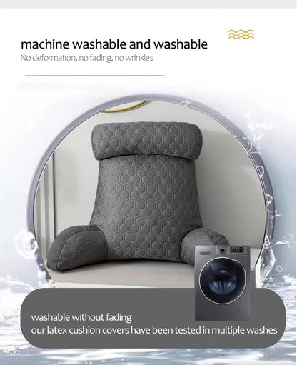 Triangle Reading Pillow – Cooling Latex Wedge Cushion, Removable & Washable Backrest for Sofa & Bed
