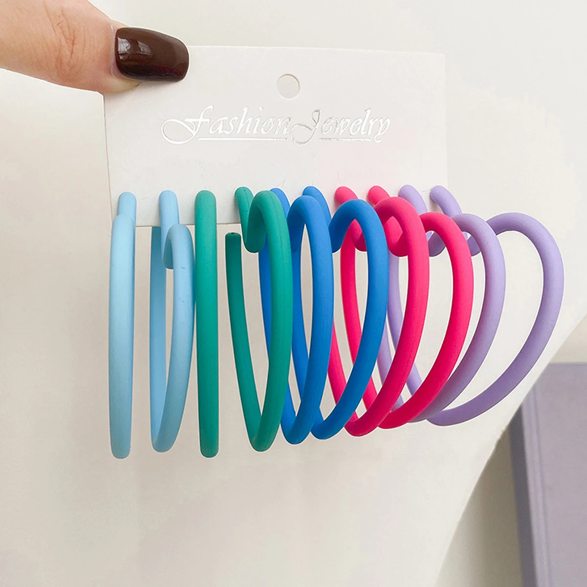 5-Pair Y2K Acrylic Hoop Earrings Set – Lightweight Dopamine Color Jewelry for Women Gift