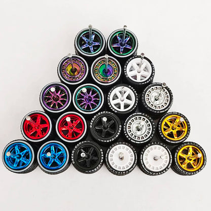 1:64 Alloy Car Wheels & Rubber Tires Set - Replacement Axles for Hot Wheels, Matchbox & Model Cars