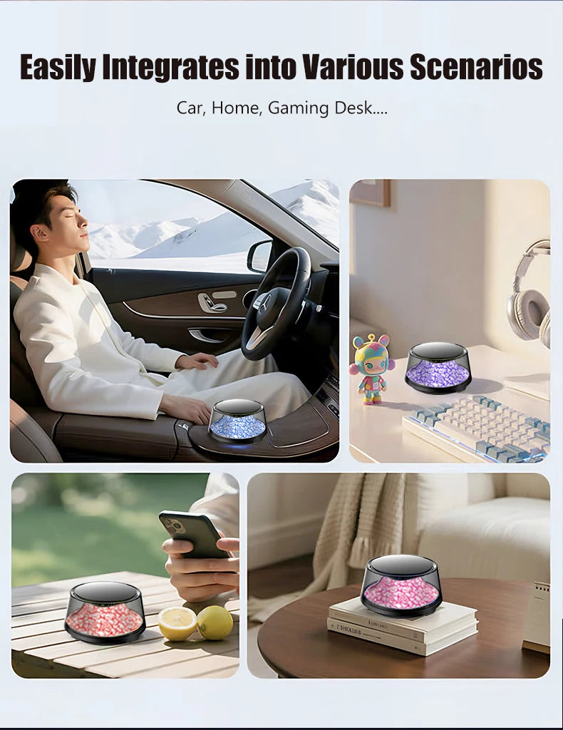 Solar Car Electric Aromatherapy Diffuser – AI Adjustable, Simulated Glacier Color, Alcohol-Free for Car, Home, Bedroom Gift