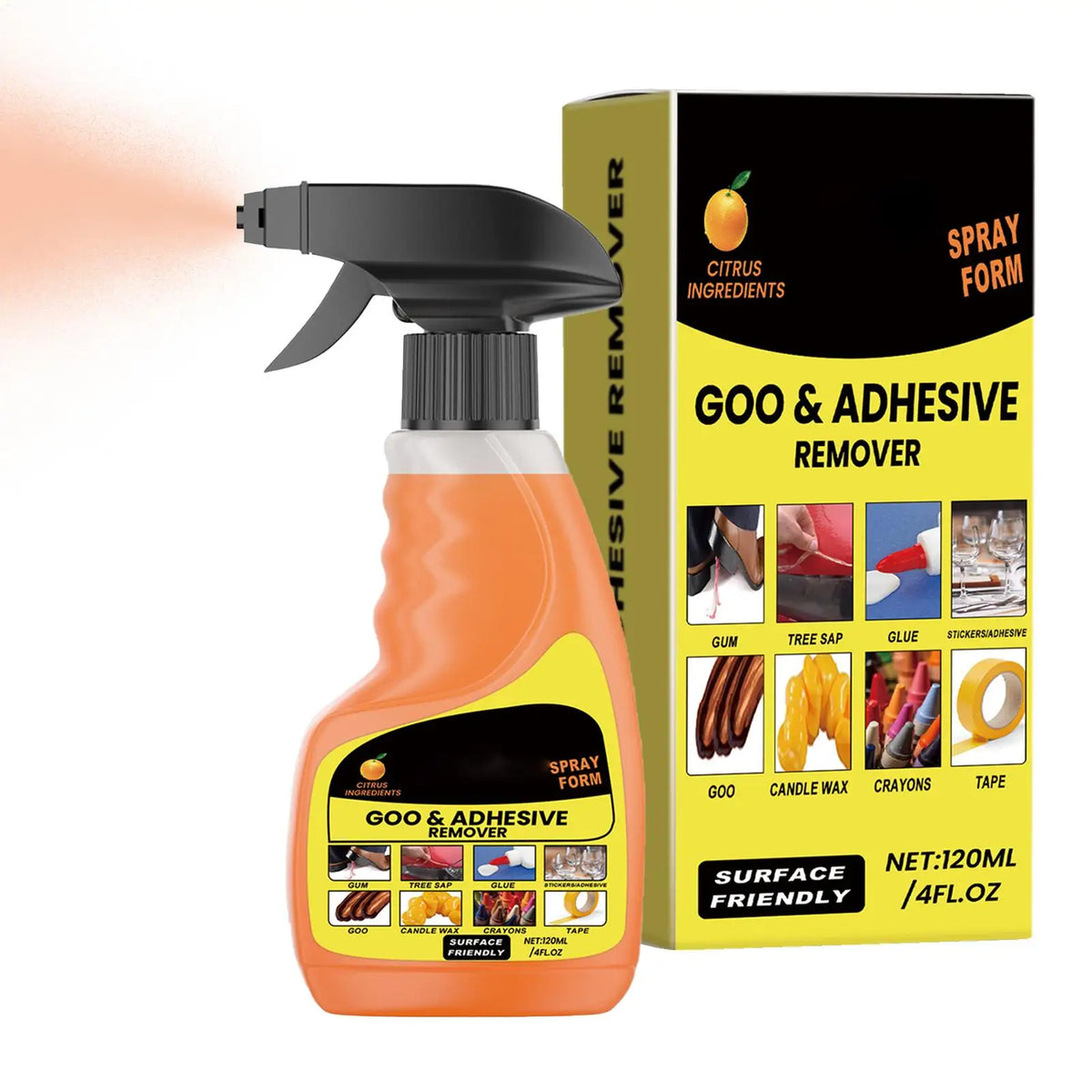120ml Adhesive and Sticker Remover Spray - Multifunctional Glue Cleaner for Double-Sided Tape and Sticky Residue