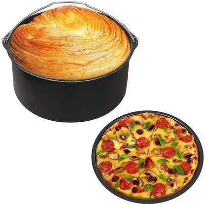 Non-Stick Cake Pan - 6/7/8 Inch Oven & Air Fryer Bakeware with Handles for Pizza, Cakes & Desserts