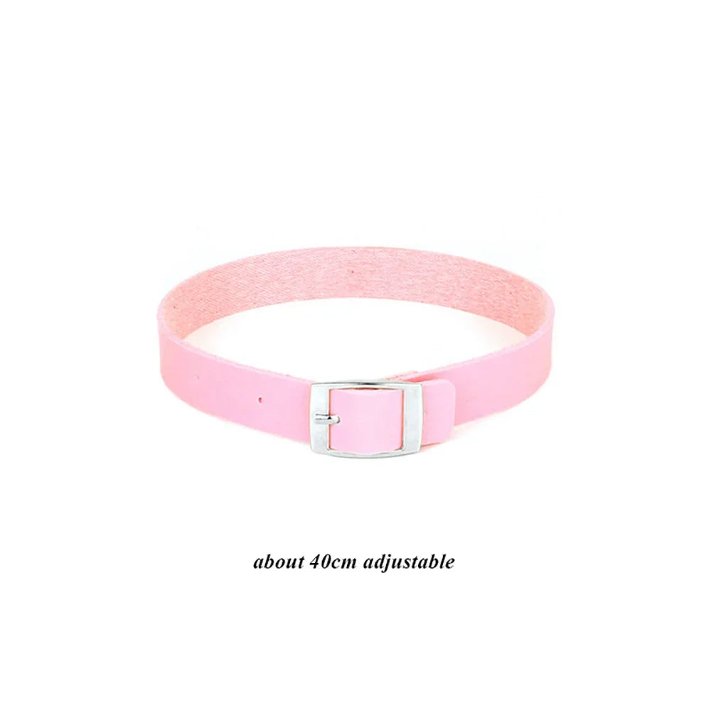 Pink Gothic Collar Necklace – Trendy Rock Leather Heart with Rivets, Harajuku Punk Choker Jewelry for Women, Gift Idea