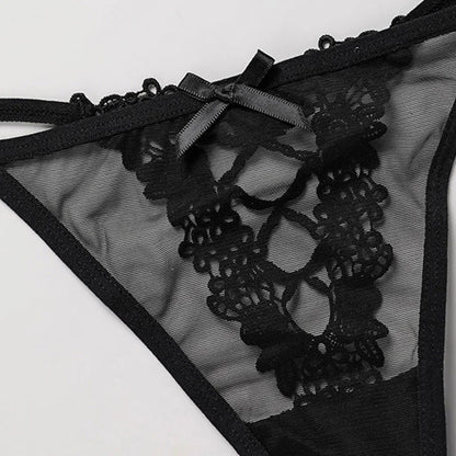 Women Lace G String Thong Panties - Sexy Transparent Low Waist Hollow Out Lingerie Briefs S-XL