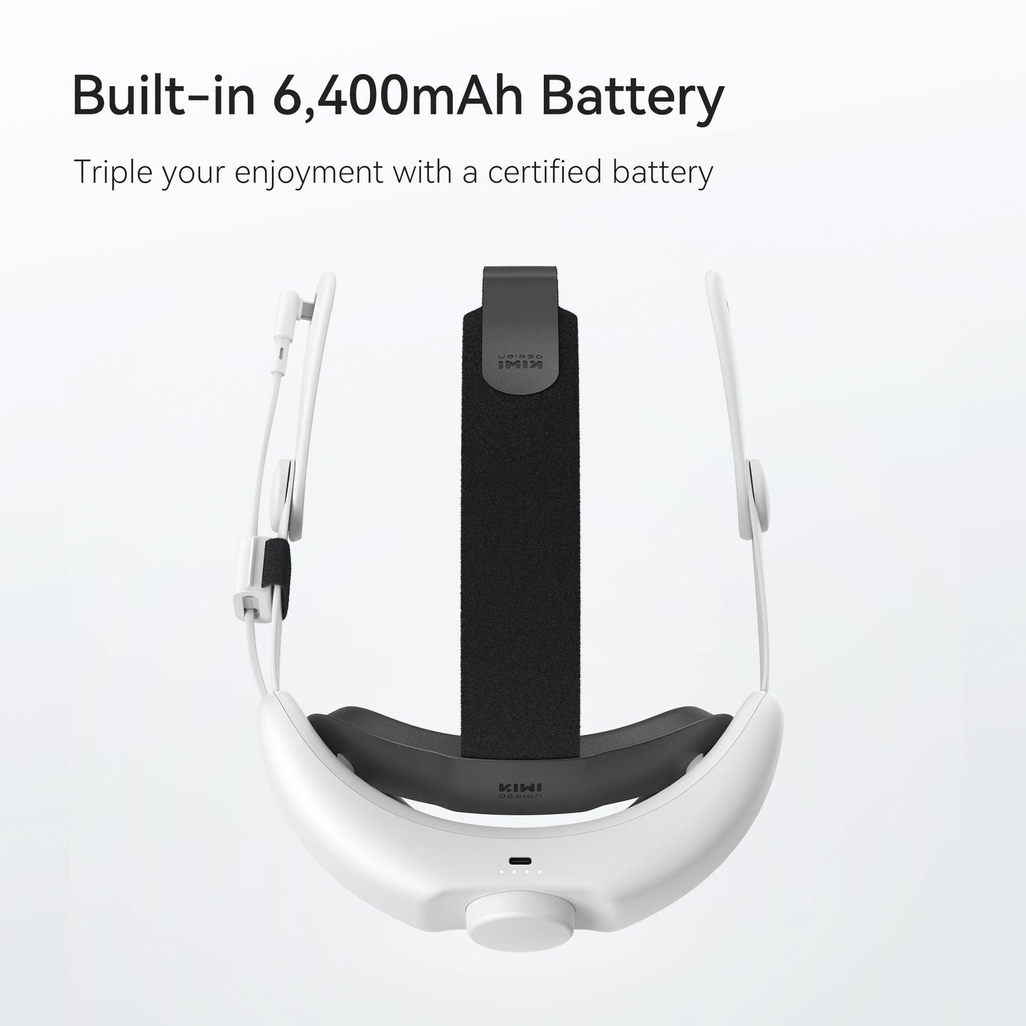 KIWI Design 6400mAh Battery Head Strap - Power-Enhancing Compatible Accessory for Meta Quest 3 (Not for Our Charging Stand)