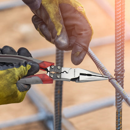 Toolour 8-Inch Multifunctional Pliers - Wire Stripper, Crimper, Cutter & Needle Nose Hand Tool