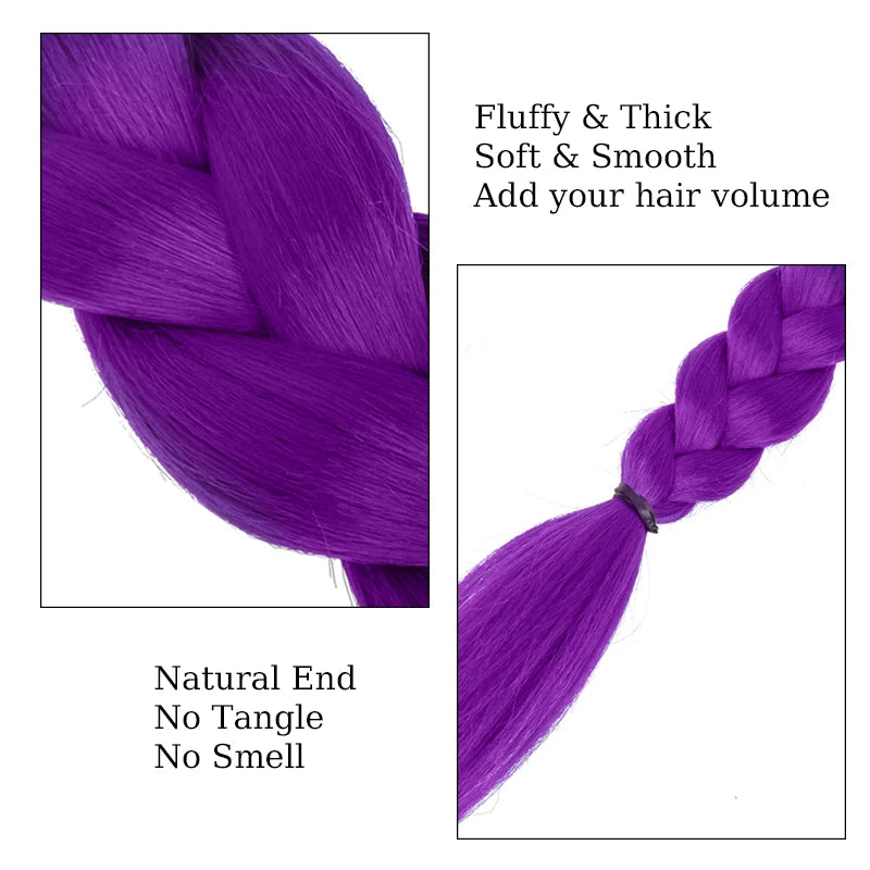 26-Inch Synthetic Braided Purple Ponytail – Kids Costume Hairstyle with Clips, Perfect for Halloween & Christmas for Girls