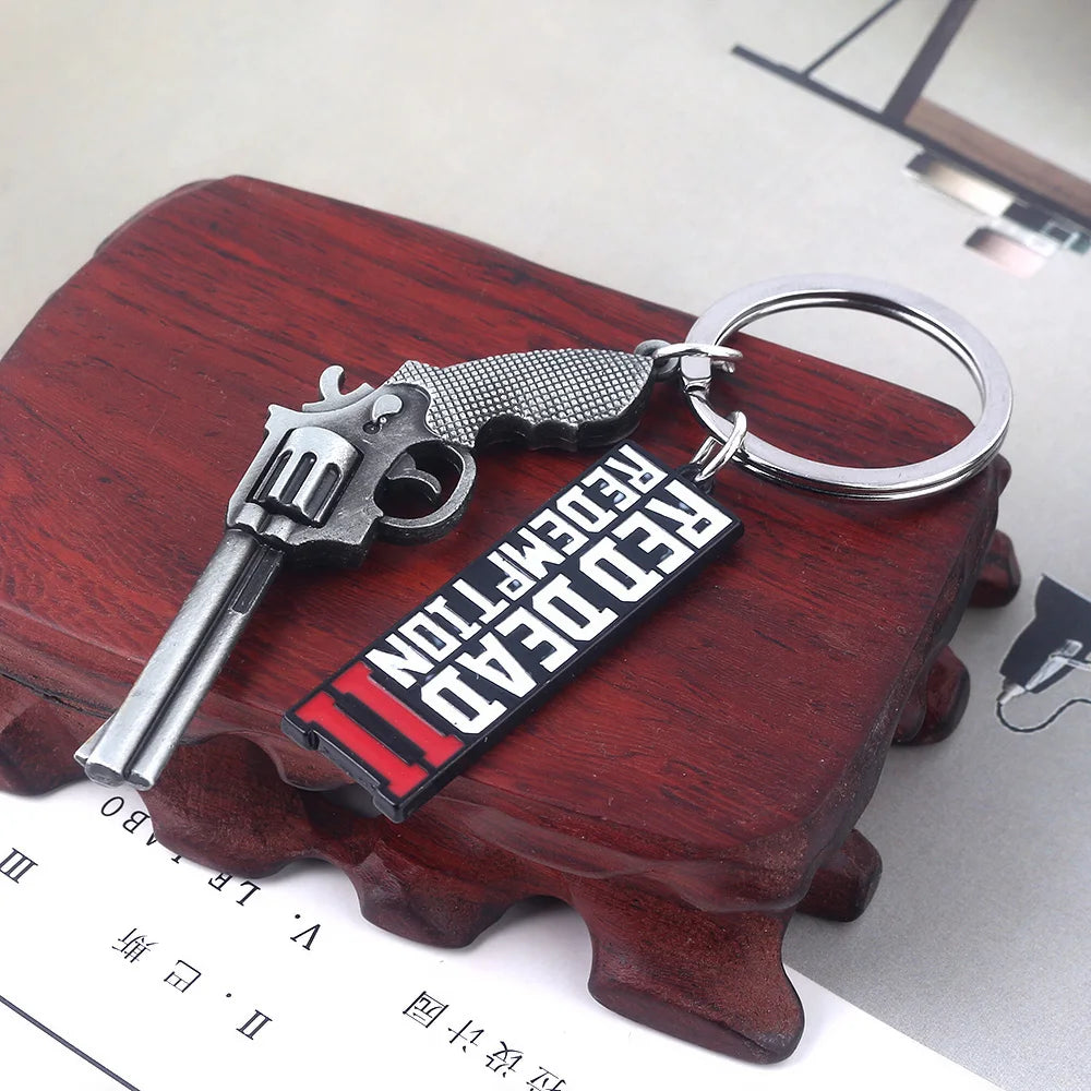 Red Dead Redemption 2 Arthur Morgan Revolver Keychain - Game-Inspired Bag Charm and Cosplay Gift for Fans