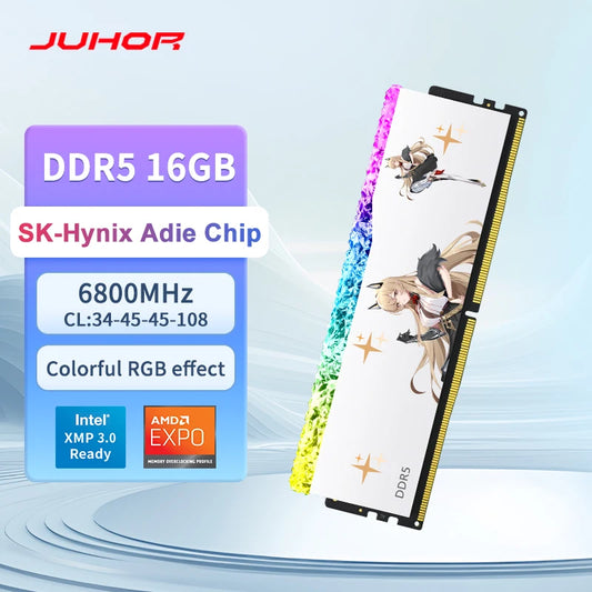 JUHOR DDR5 RGB Gaming Memory – 16GB 6800MHz RAM for Desktop PC