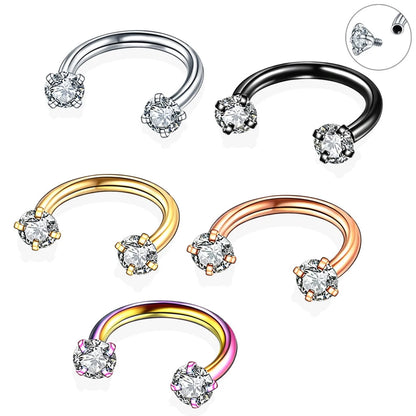 Stainless Steel Crystal Hoop Piercing – Nose, Ear, Belly Ring for Women & Men, Cartilage Helix Daith Jewelry