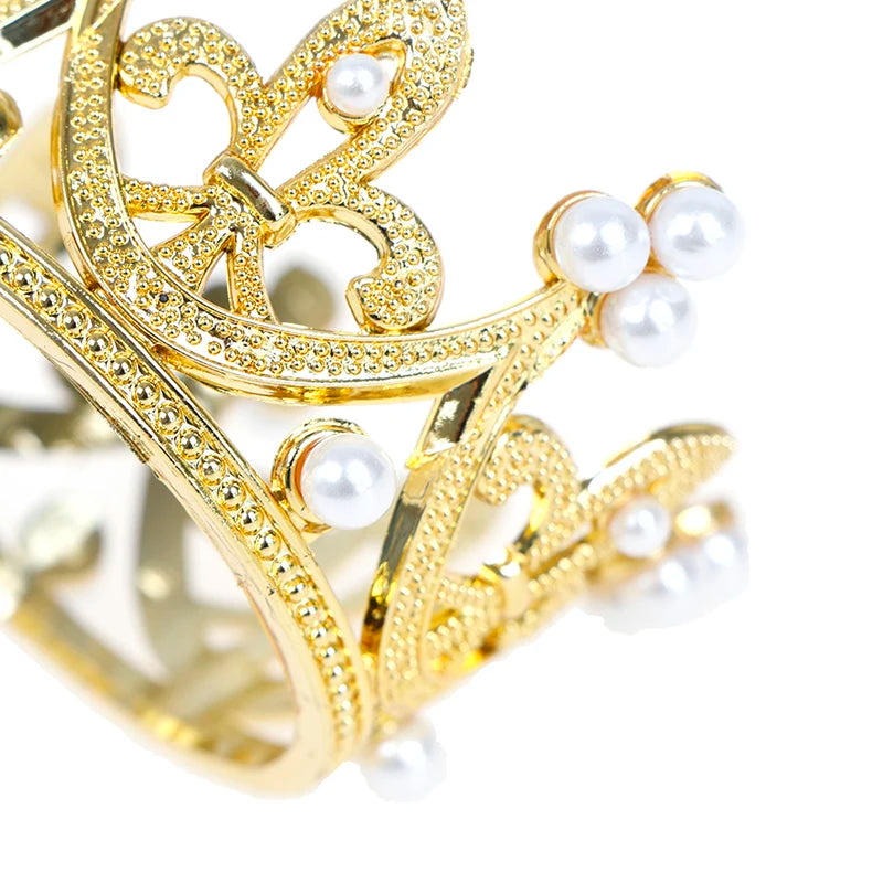 Mini Pearl Crown Cake Topper – Romantic Garland & Hair Ornaments for Birthdays, Weddings & Parties