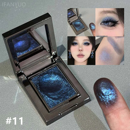 Chameleon Dark Green Eyeshadow Palette – Sparkling Pearlescent Mashed Potato Eye Shadow for Brightening Makeup