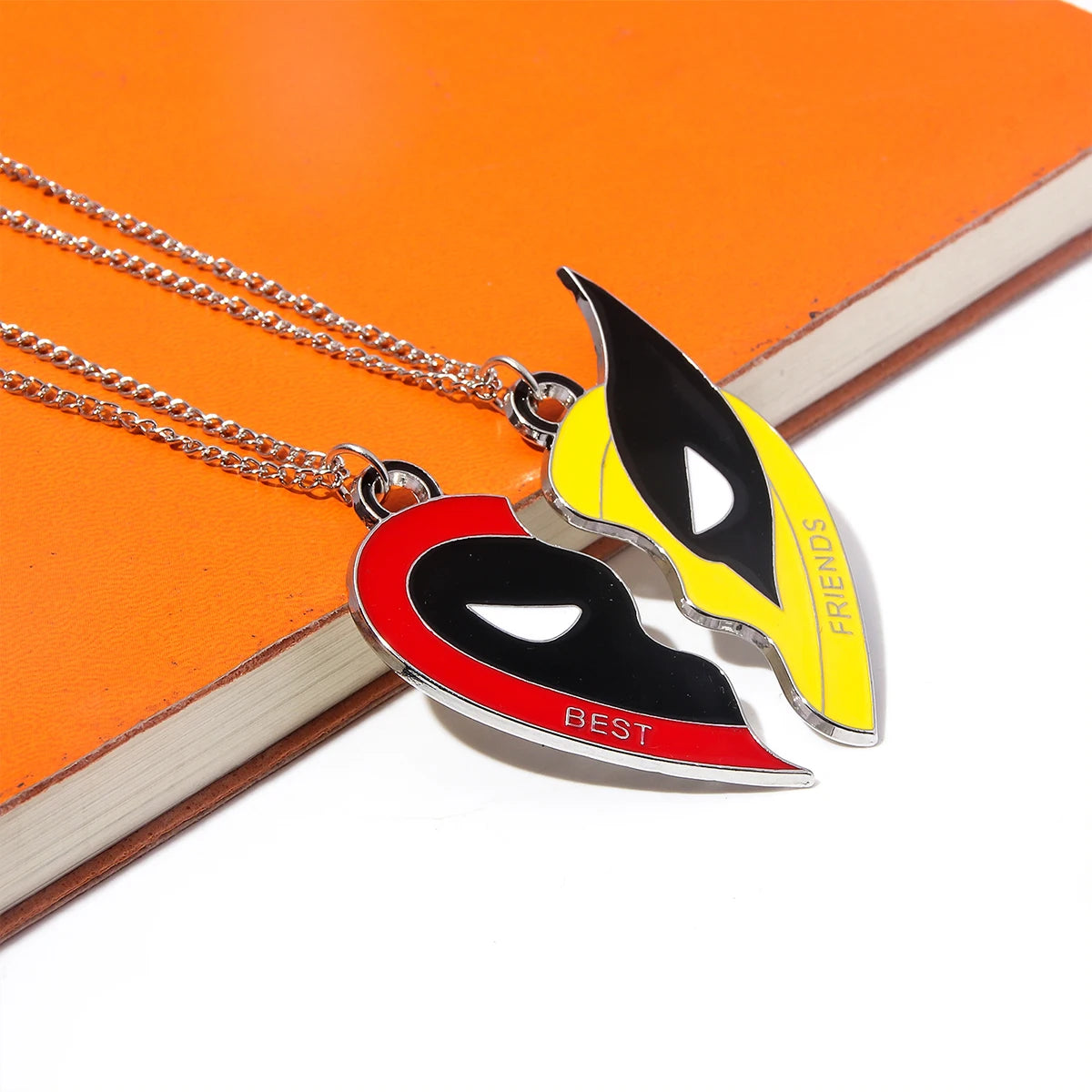 Best Friends Clown Mask Keychain & Bracelet Pendant Combo – Red & Yellow Love Jewelry for Friends