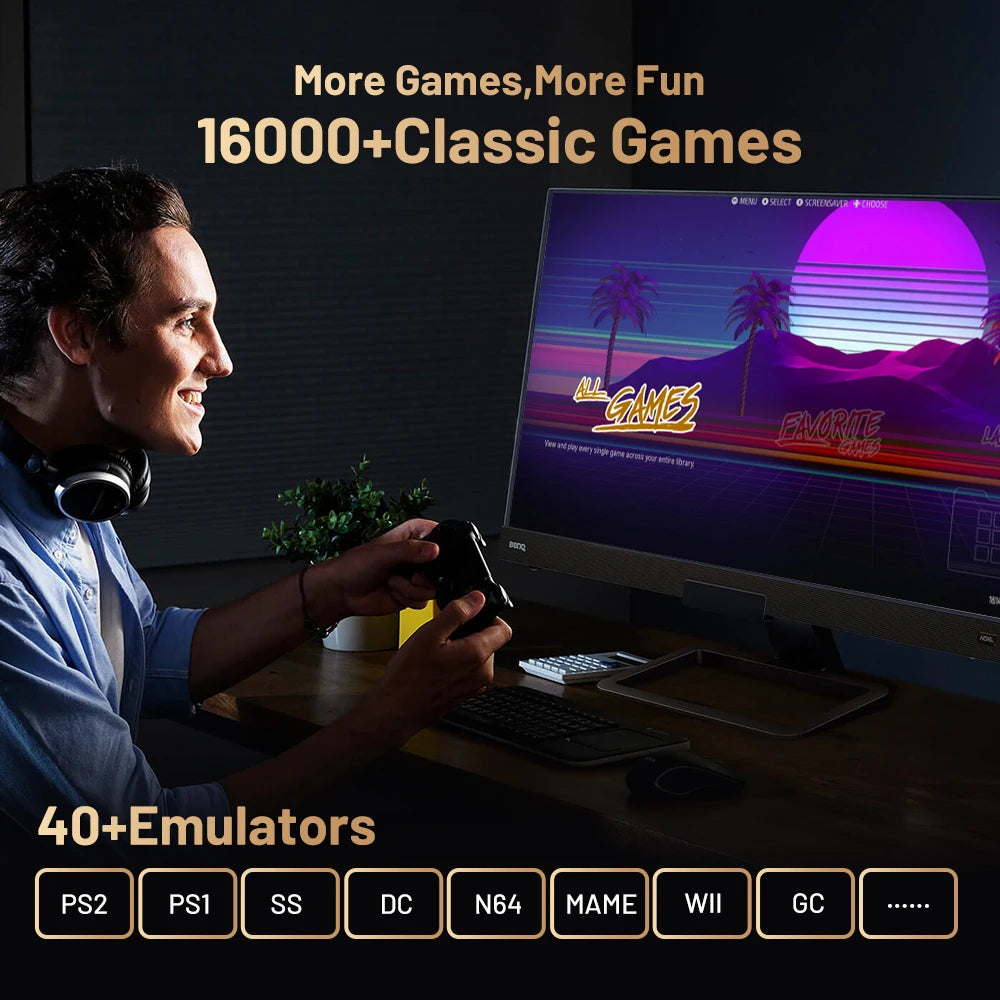Kinhank Super Console X5 Pro – Retro Game Console with 16,000 Games for PS2/PS1/SS/DC/N64, 4TB HDD, Plug & Play Game Player