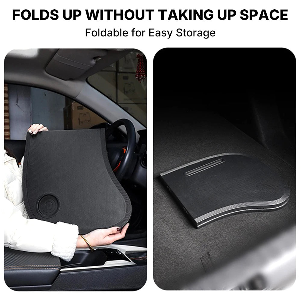 Caer Portable Car Steering Wheel Desk — Foldable Laptop & Food Tray for Tesla Model 3/Y with Storage Bag