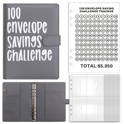 100 Day Couple's Challenge Journal – PU Leather Loose-Leaf Savings Book with Magnetic Buckle, Save & Make Money Notebook