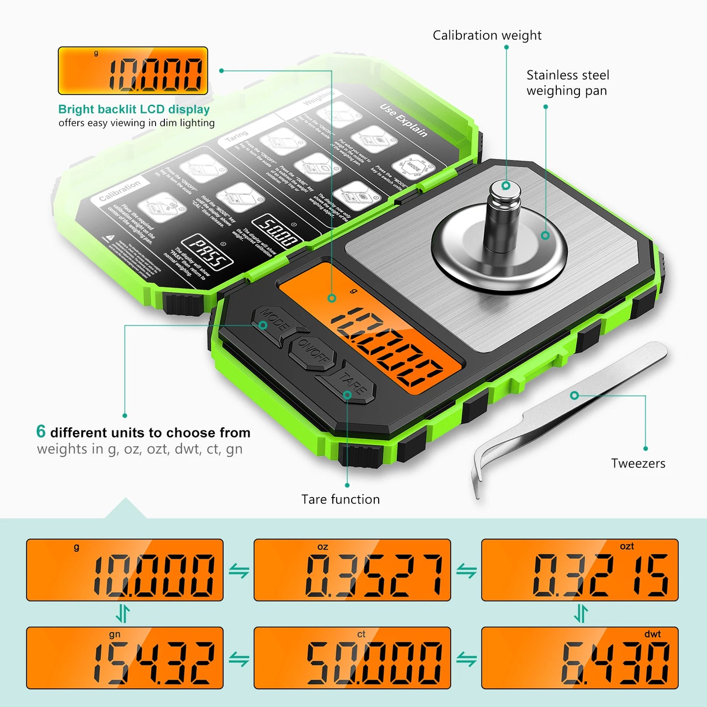 Brifit 0.001g Precision Digital Pocket Scale – 50g Mini Milligram Scale with Calibration Weights