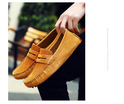Men's High-Quality Leather Loafers – Casual Moccasins Slip-On Flats, Fashion Driving Shoes, Size 38-49