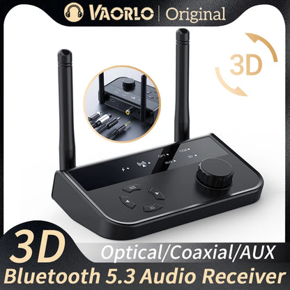 3D Stereo Bluetooth 5.3 Audio Receiver | Optical, Coaxial, 3.5mm AUX Output Wireless Adapter for Car and Speakers