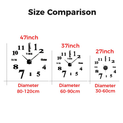 3D DIY Wall Clock - Modern Acrylic Mirror Sticker Quartz Clock For Living Room Decor With Silent Movement