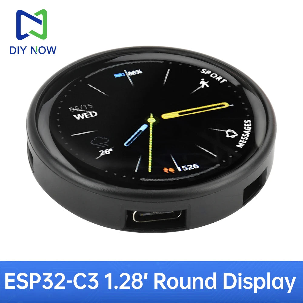 ESP32-C3 1.28" Round Touchscreen Development Board - 240x240 IPS Display, WiFi & BLE, GC9A01, LVGL for Arduino & IoT DIY