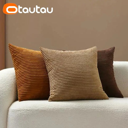 OTAUTAU Cotton Corduroy Cushion Cover – Throw Pillowcase Without Insert, Multiple Sizes 30x50–60x60 cm, KD024