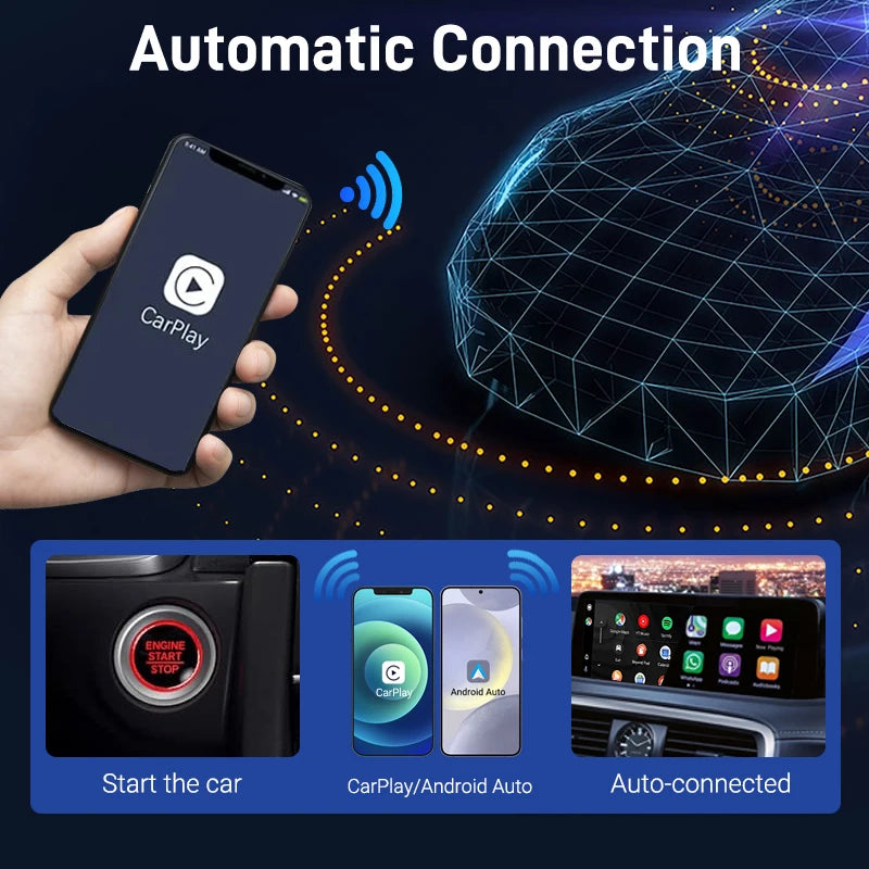 2025 Wired to Wireless CarPlay 2 in 1 Mini Adapter – Android Auto Smart Box, Plug & Play, OTA Update, Universal Compatibility