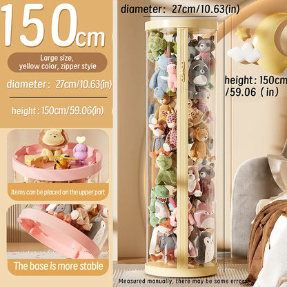 Transparent Doll & Plush Toy Storage Box — DIY Zipper Organizer Tube for Kids’ Toys, Christmas Gift, and Home Use
