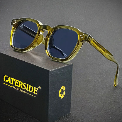 CATERSIDE Retro Punk Square Sunglasses – 2-Piece Fashion Set for Men & Women, Party & Festival Gift Glasses