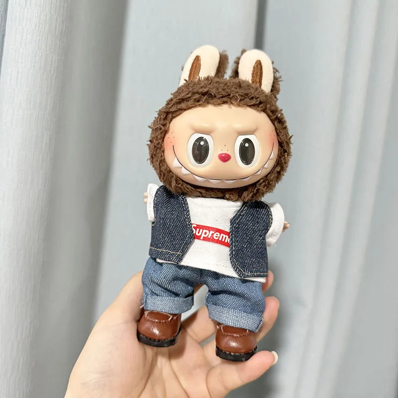 17cm Lovely Labubu Doll Clothes - First & Second Generation Supreme Clothing Set, Multi-Color Outfits