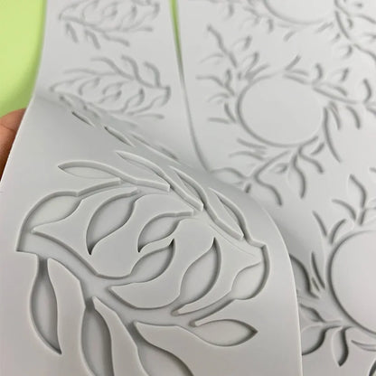 Unique Leaf Circle Ring Sugar Flipping Lace Pad - Tree Branches Vegetable Western Food Decoration - Molecular Cuisine Baking Silicone Mold