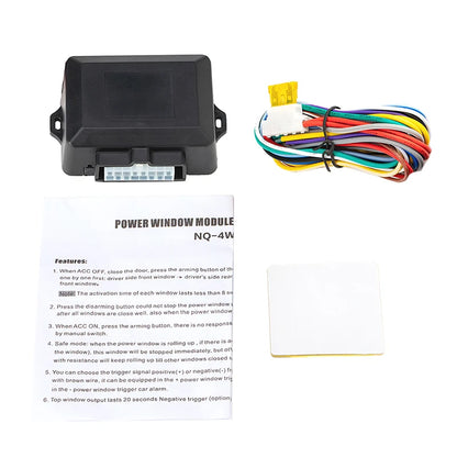 Car Power Window Closer for 4 Doors – Remote Auto Close Windows Module and Alarm System Accessory