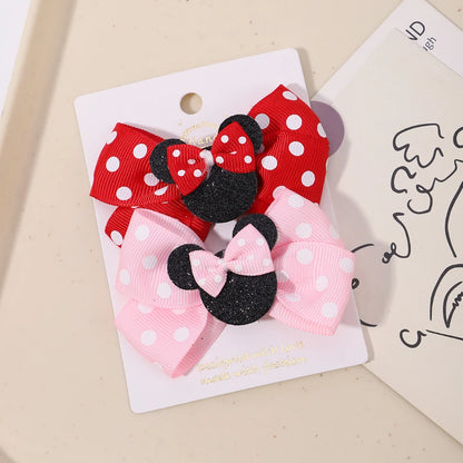 2pcs/Set Girls Polka Dot Bow Hair Clips – Cute Toddler Cartoon Hairpins, Baby Boutique Hair Accessories