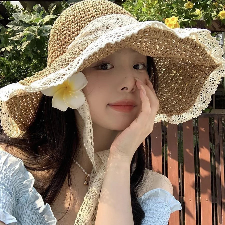 Women’s Wide Brim Sun Hat – Large Foldable Summer Straw Hat with UV Protection for Beach & Outdoor Use