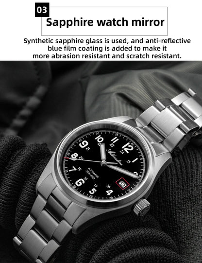 ADDIESDIVE AD2070 Men’s Automatic Mechanical Watch – Sapphire Crystal, 20Bar Waterproof, Super Luminous Stainless Steel